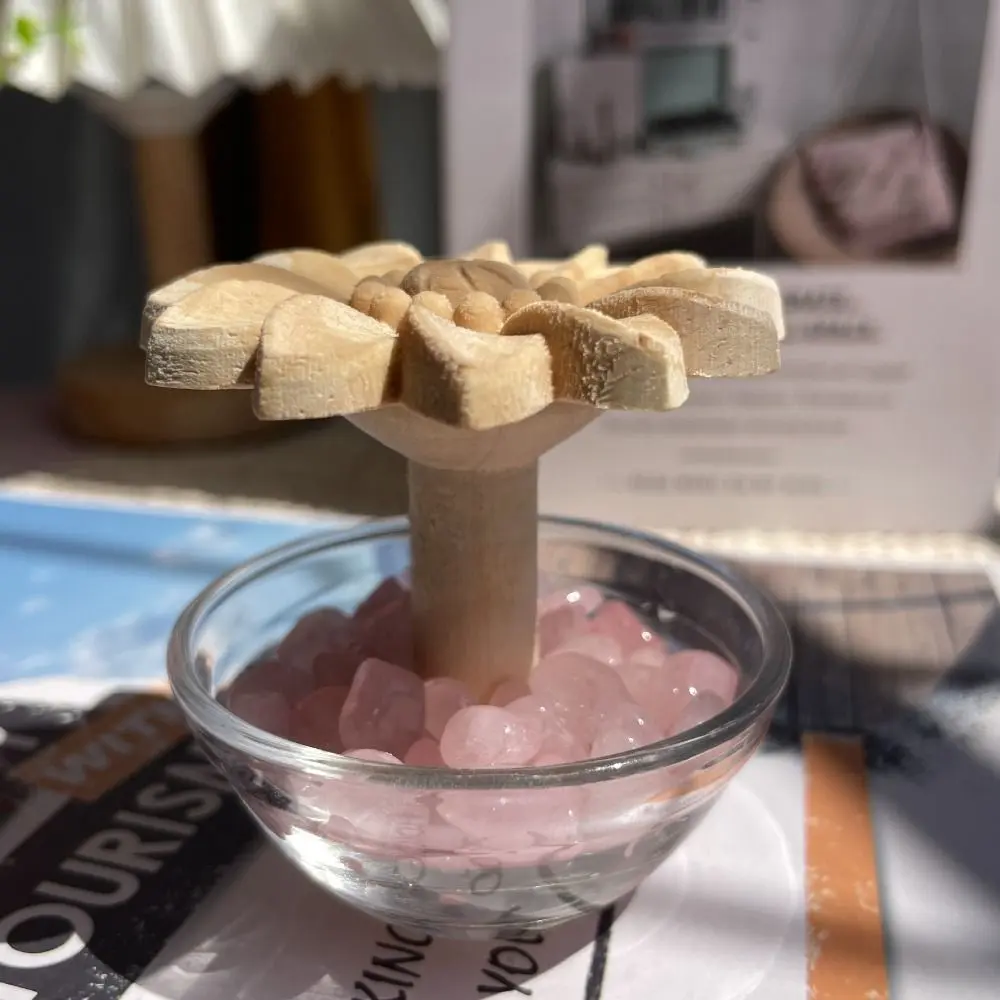 DIY Wooden Daisy Essential Oil Diffuser Creative Volatile Essential Oils Containers Refillable with Stone