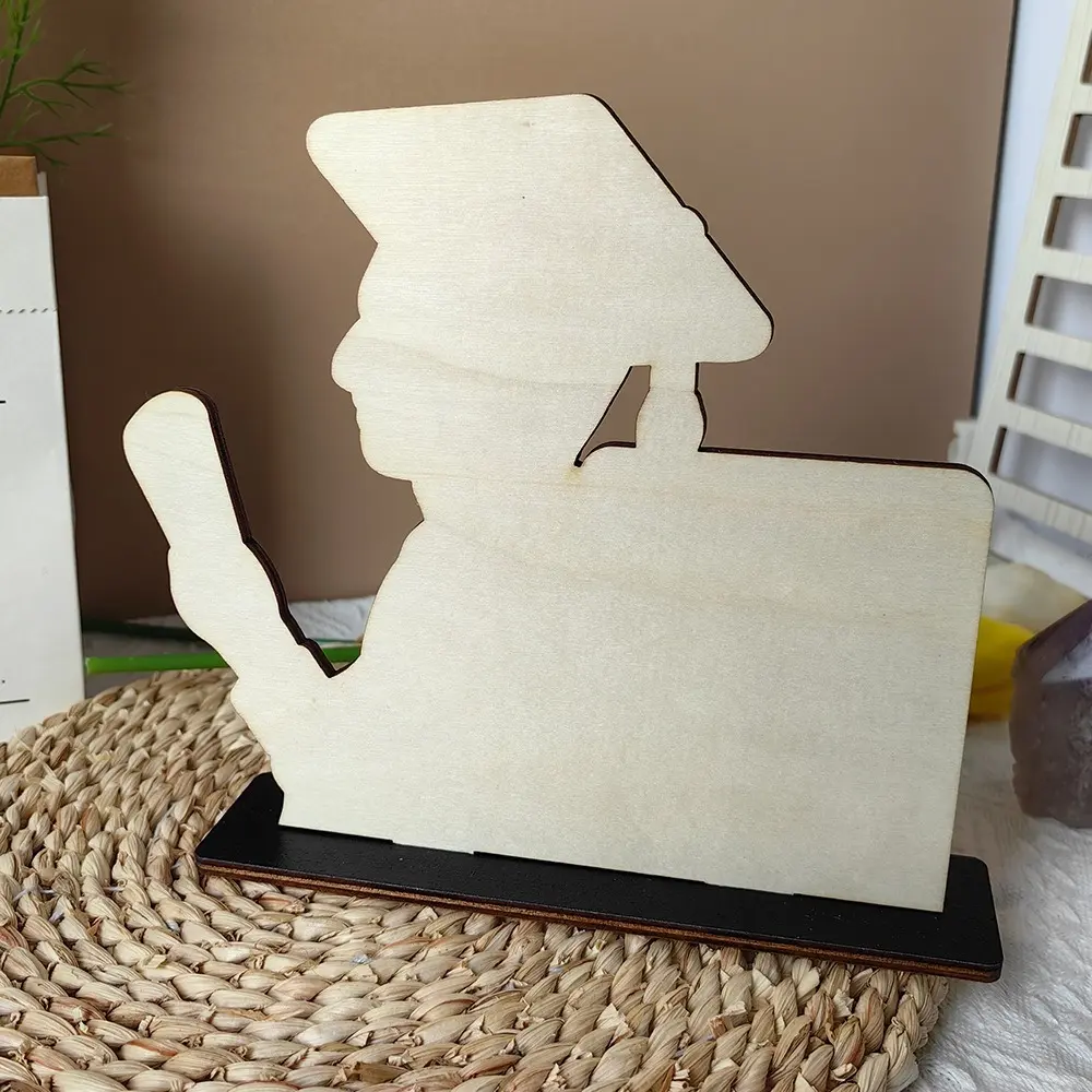 Vintage Graduation Theme Picture Frame Rustic Festival Wooden Photo Frame Celebration Handmade Picture Frame Stand Friend Gifts