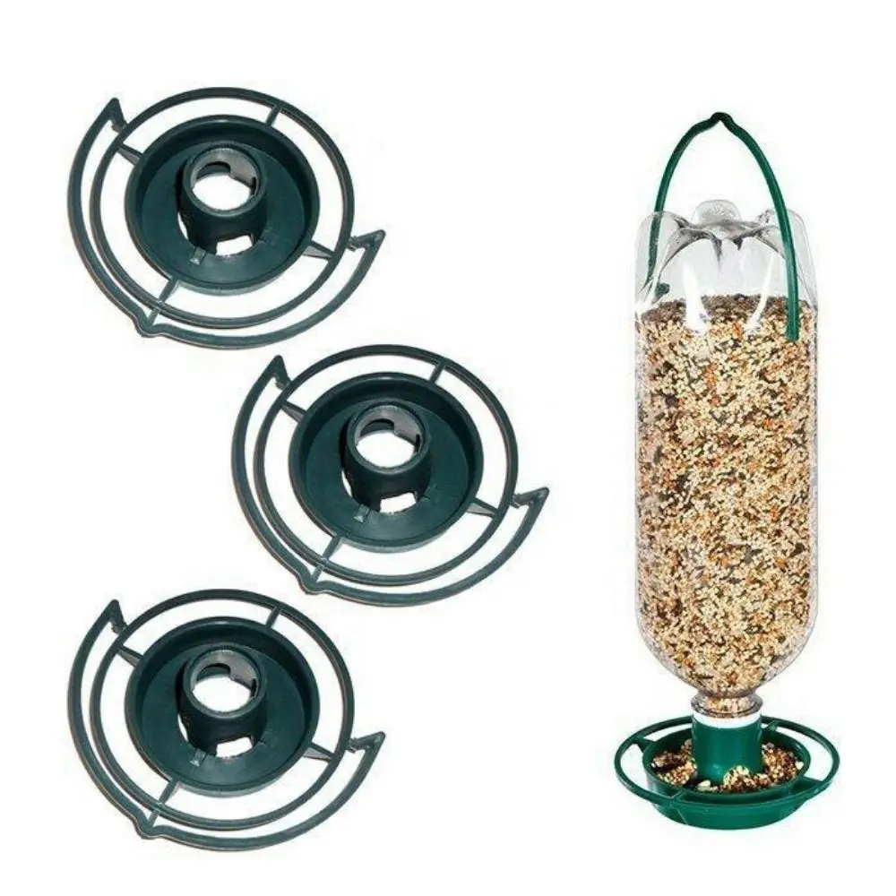 Plastic Bottle Mouth Docking Green Automatic Outdoor Bird Feeder Hanging Feed Bowl Hanging Feeding Tray For Parrot Pigeon