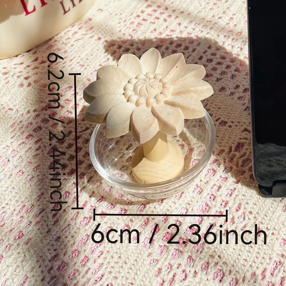 DIY Wooden Daisy Essential Oil Diffuser Creative Volatile Essential Oils Containers Refillable with Stone