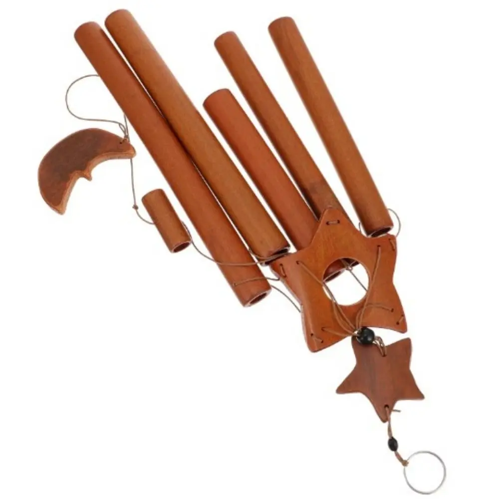 Nostalgic Five-Pointed Star Wind Bell Handmade Bamboo Tube Bamboo Wind Chime Natural Multitube Bamboo Ornament Yard Decor