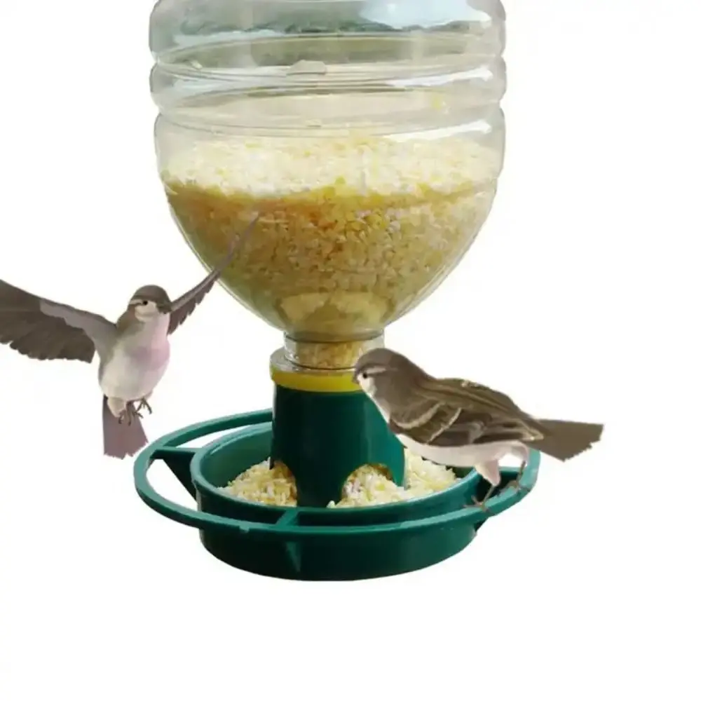 Plastic Bottle Mouth Docking Green Automatic Outdoor Bird Feeder Hanging Feed Bowl Hanging Feeding Tray For Parrot Pigeon