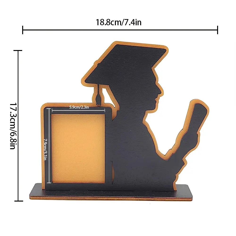 Vintage Graduation Theme Picture Frame Rustic Festival Wooden Photo Frame Celebration Handmade Picture Frame Stand Friend Gifts