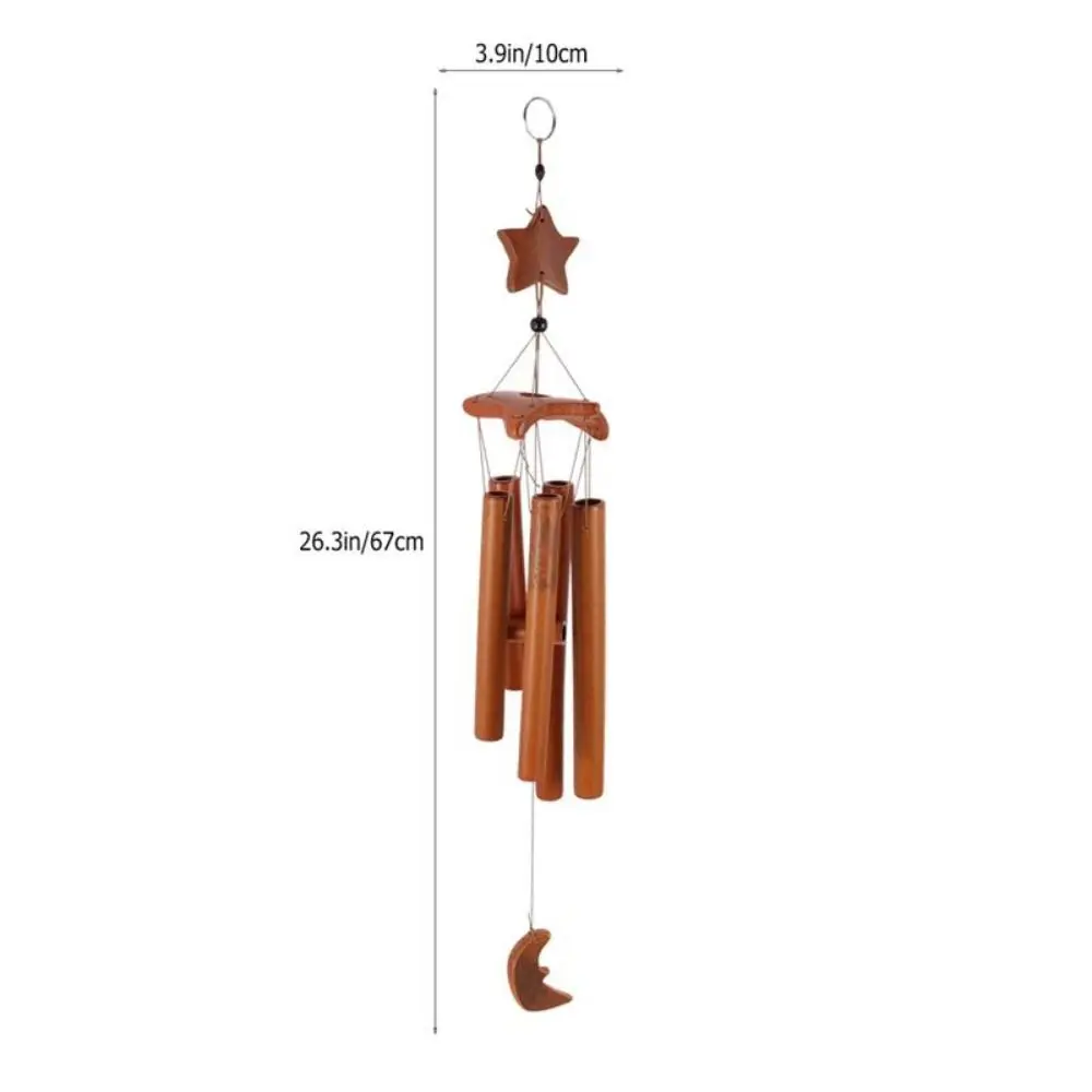 Nostalgic Five-Pointed Star Wind Bell Handmade Bamboo Tube Bamboo Wind Chime Natural Multitube Bamboo Ornament Yard Decor