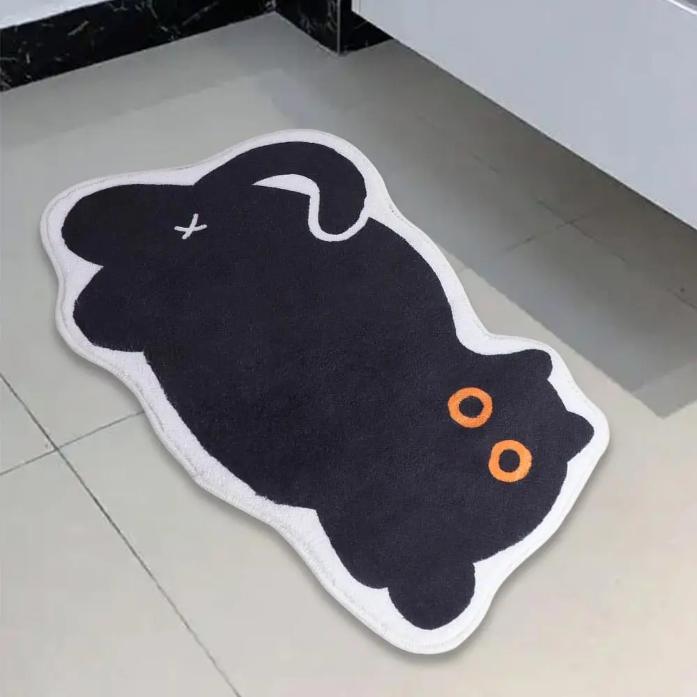 Entrance Carpet Black Cat Cat Shaped Floor Mat Non-Slip Super Soft Floor Carpet Absorbent Cute Floor Rugs Bedroom