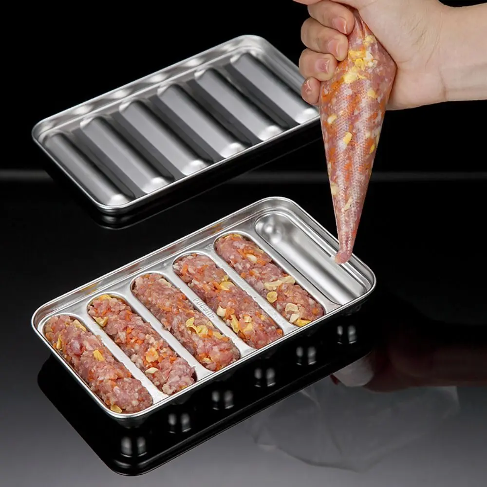 Kitchen Microwave DIY Ham Mould 6-Cavity Homemade Sausage Mold Meat Tool Hotdog Maker Food Supplement