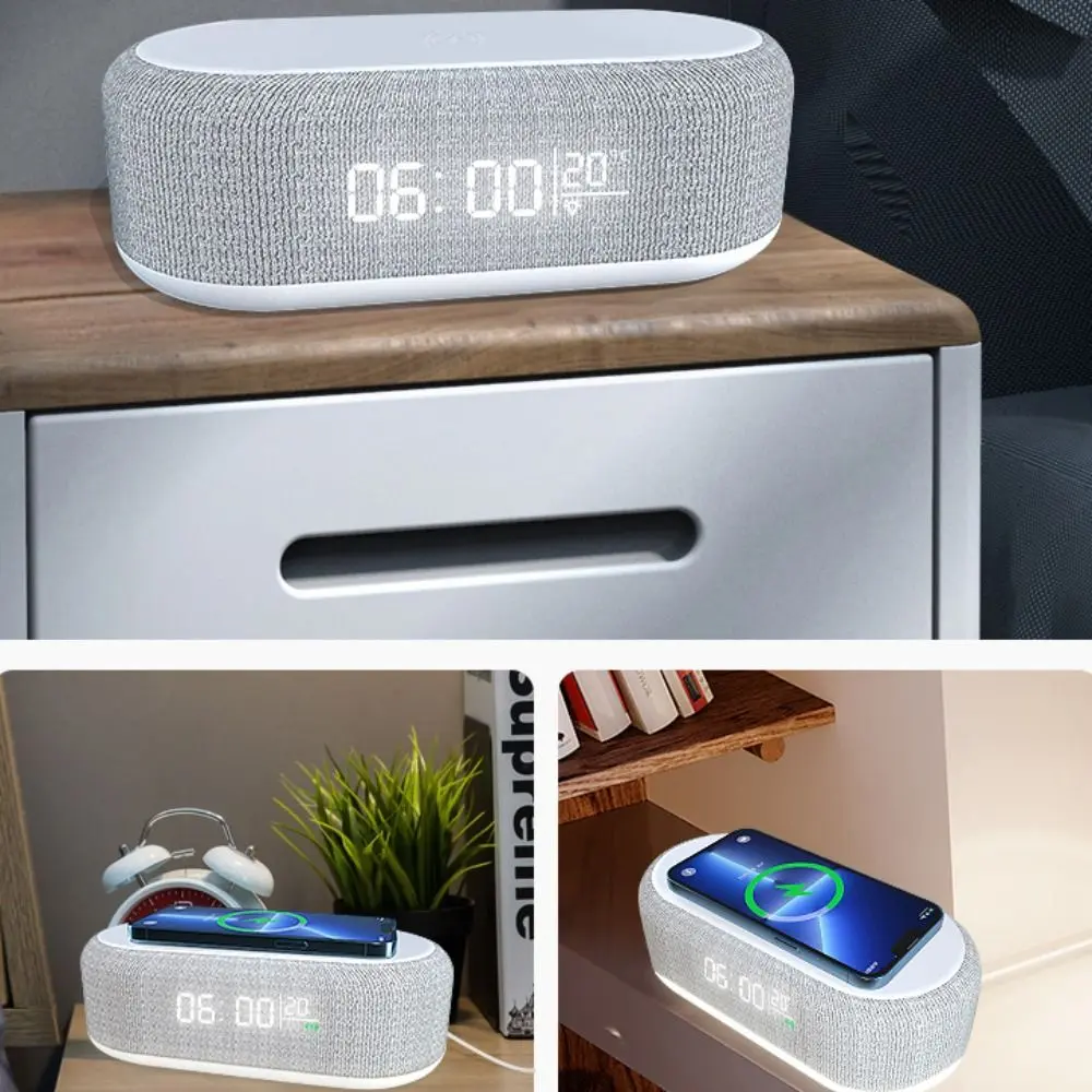 15W Wireless Charger Multifunctional Creative LED Light Durable With Time/Temperature Display Fast Charging Dock Station Bedroom