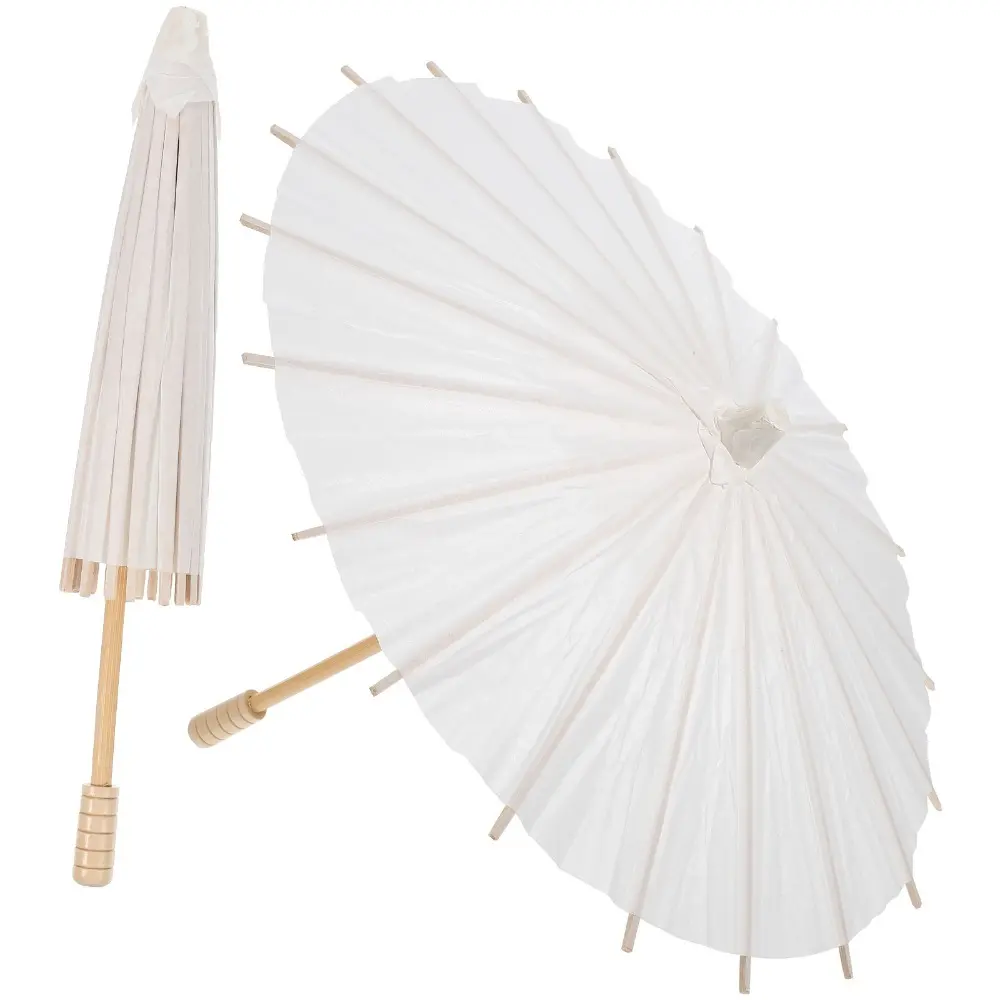 Oil Paper 1Pcs DIY Long-handle for Baby Shower Decorative Handmade Dance Prop Paper Umbrella Painting Supplies Photography Prop