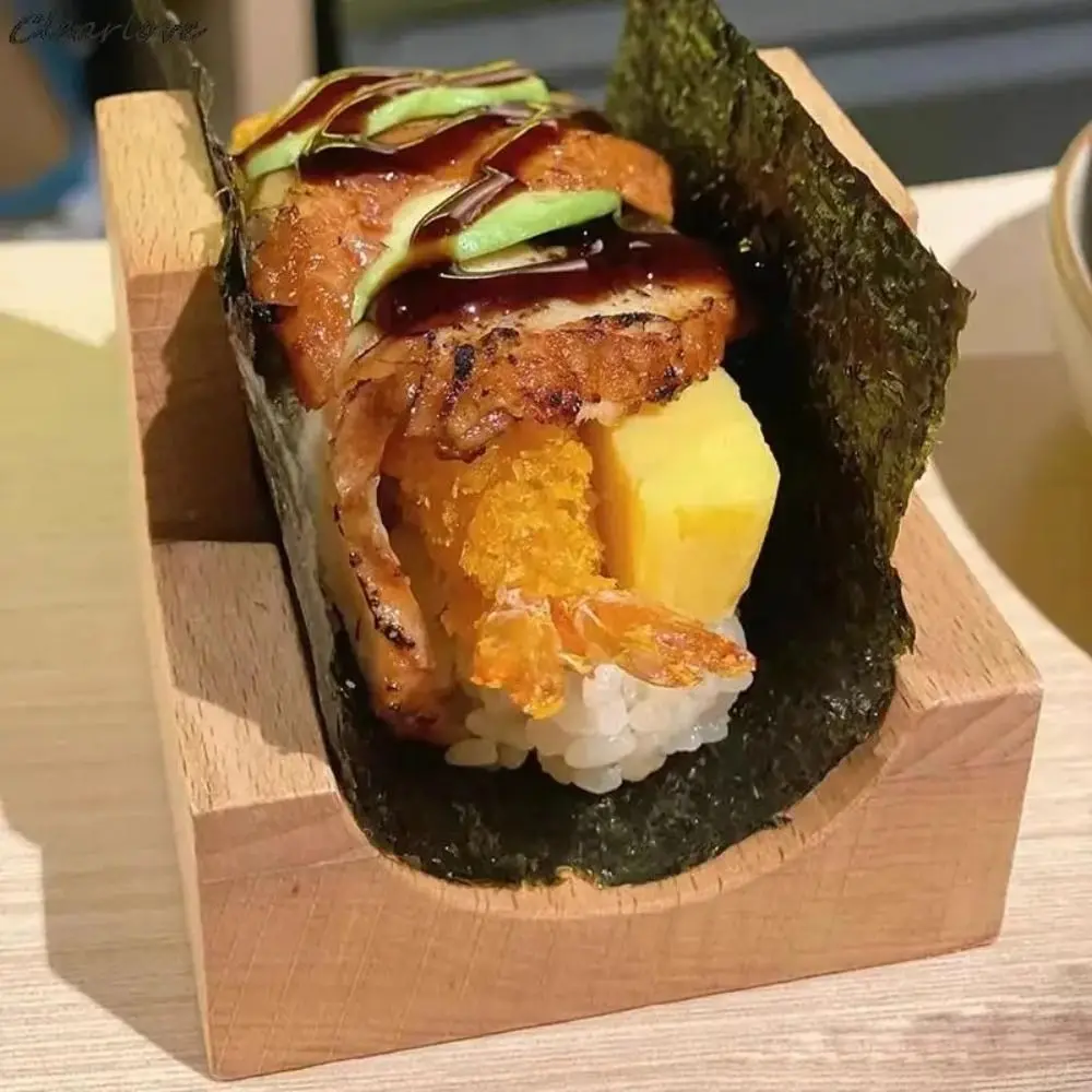 1/2/3/4/5 Slots Wooden Sushi Rack Japanese Style Multi Purpose Sushi Serving Tray U-shape Innovative Sushi Maker Holder