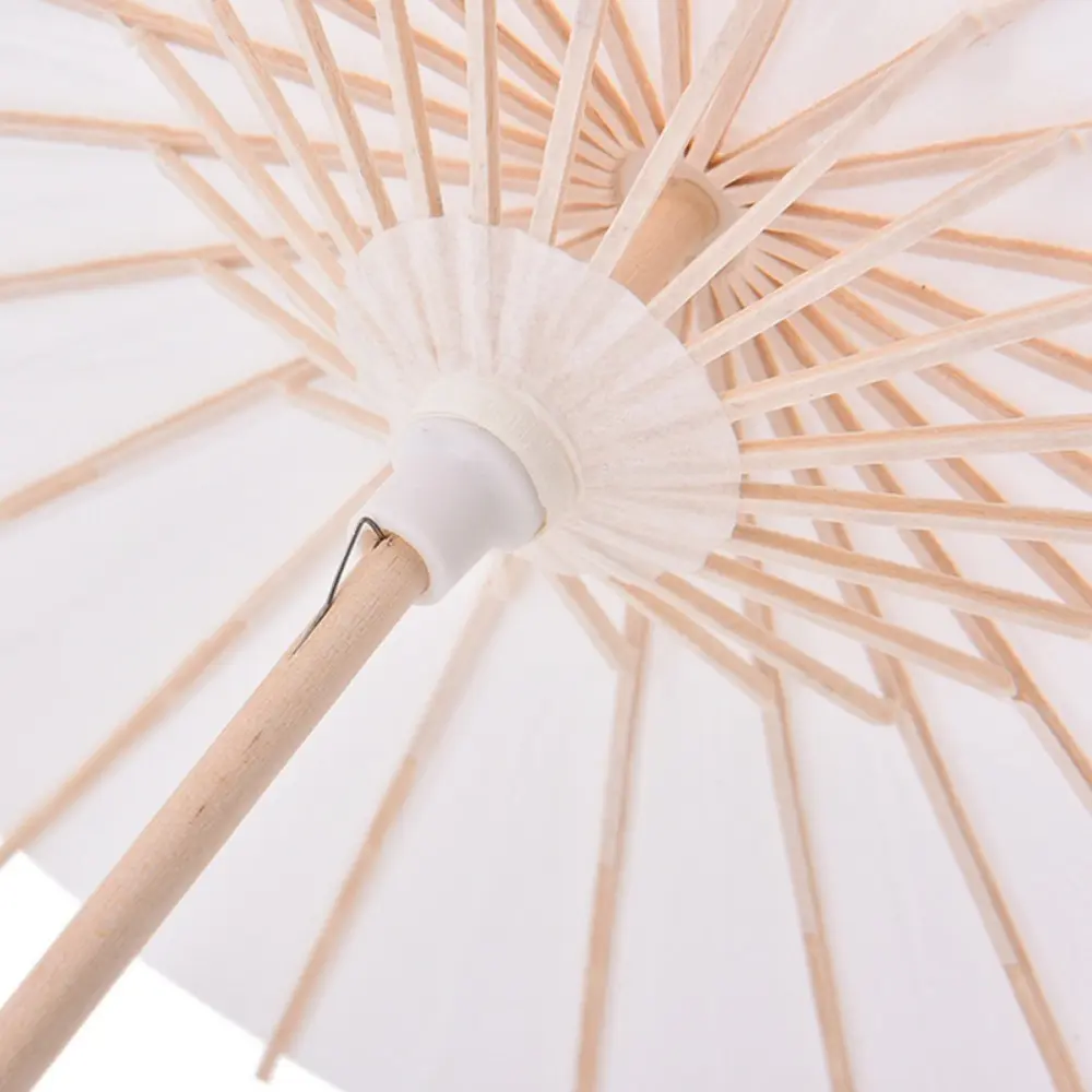 Oil Paper 1Pcs DIY Long-handle for Baby Shower Decorative Handmade Dance Prop Paper Umbrella Painting Supplies Photography Prop