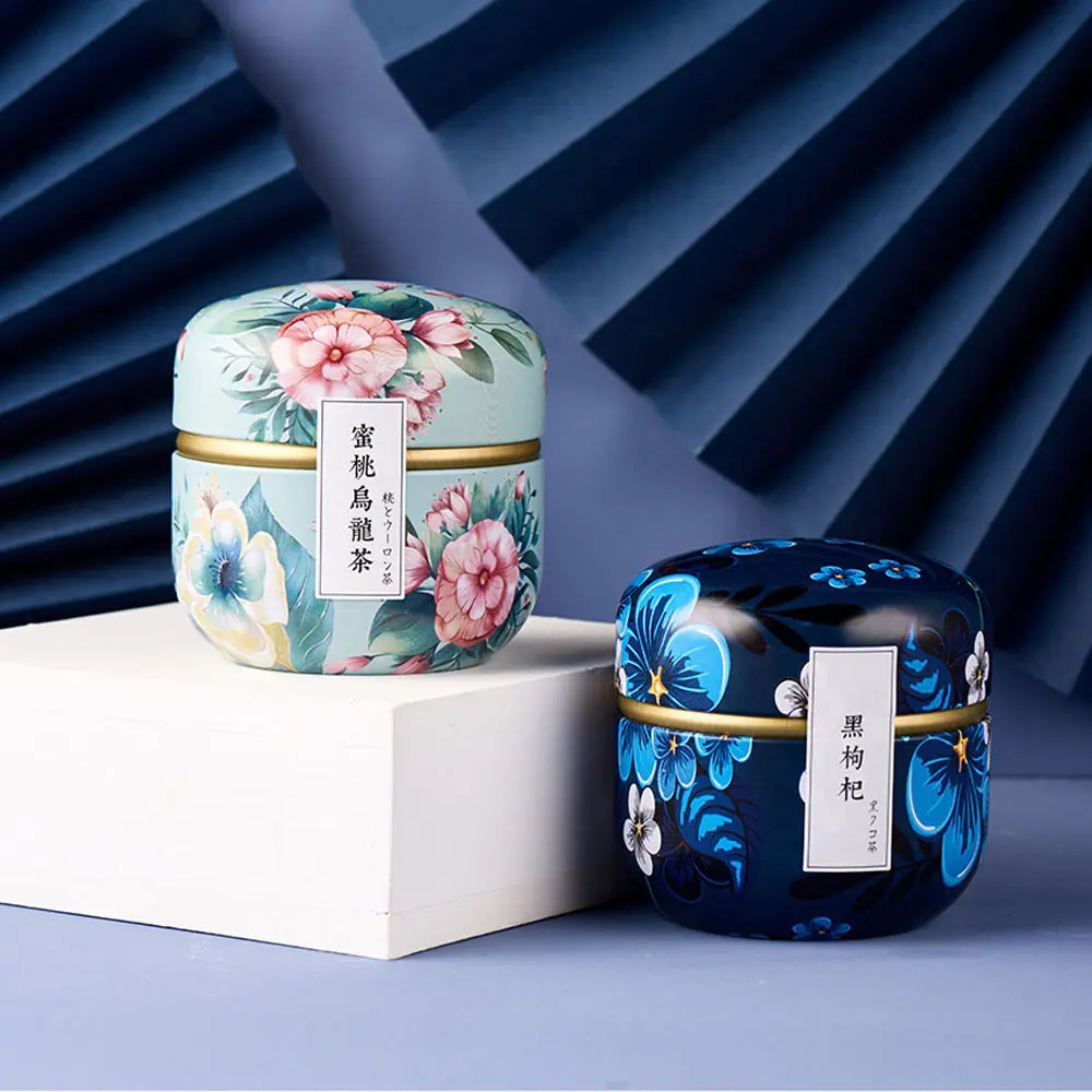 Flower Japanese Style Mini Snacks Candy Small Portable Packaging Box Tea Cans Containers Tin Plate Canister Storage Box