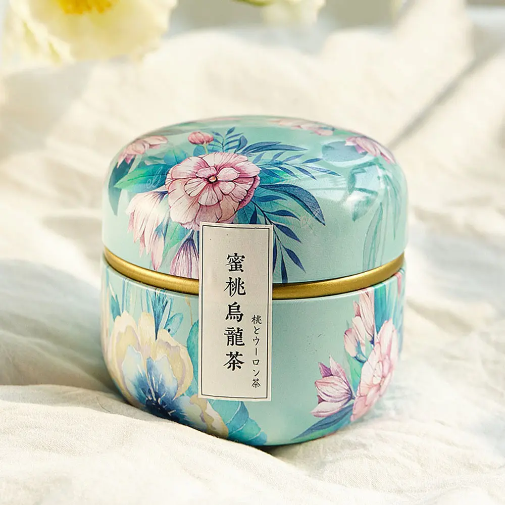 Flower Japanese Style Mini Snacks Candy Small Portable Packaging Box Tea Cans Containers Tin Plate Canister Storage Box
