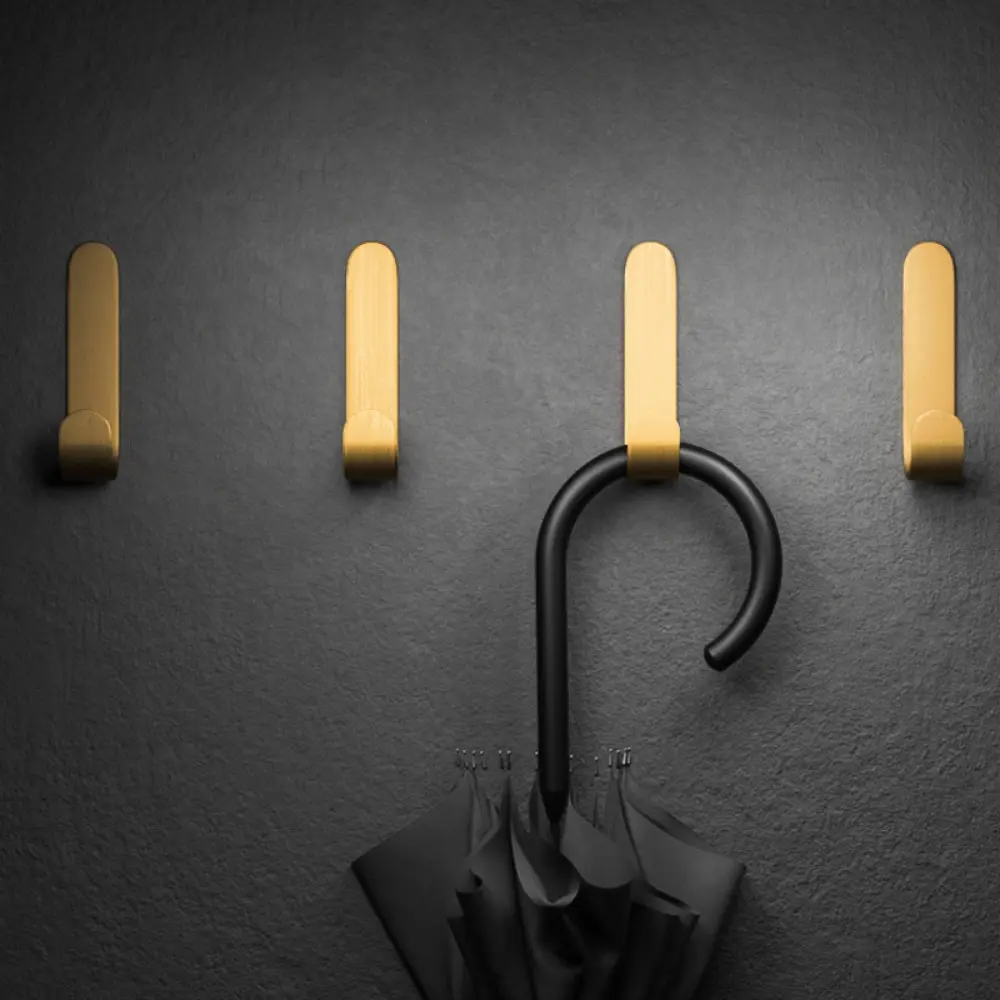 Wall Mounted Brass Wall Hook Gold J Shaped Towel Hanger Clothes Hook Behind-door