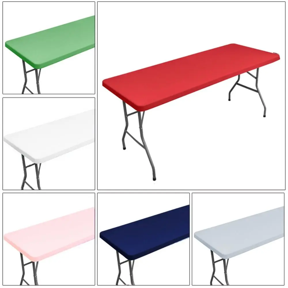 Soft Stretch Picnic Table Cloth Folding Washable Patio Table Cover Tear-Proof Solid Elastic Fitted Tablecloths Rectangle Tables