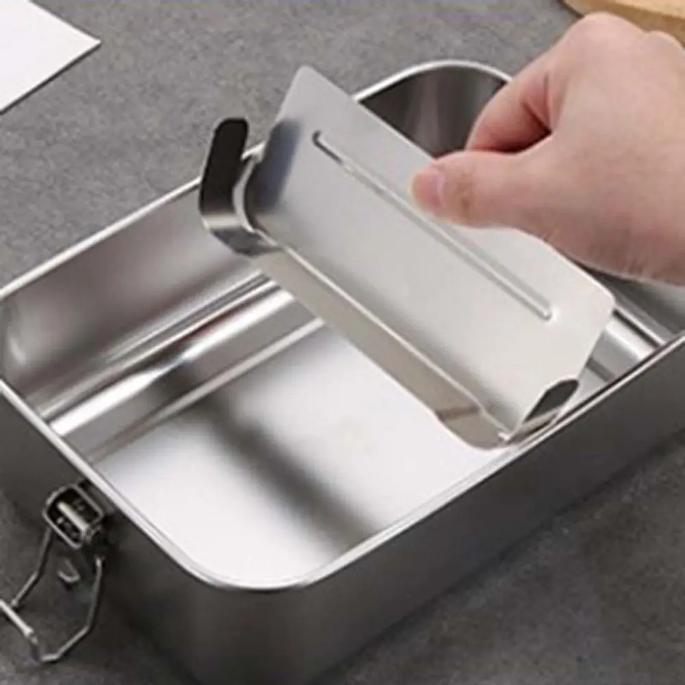 Rectangular 304 Stainless Steel Lunch Box Separated with Sealing Strip Food Container Removable Partitions Leakproof