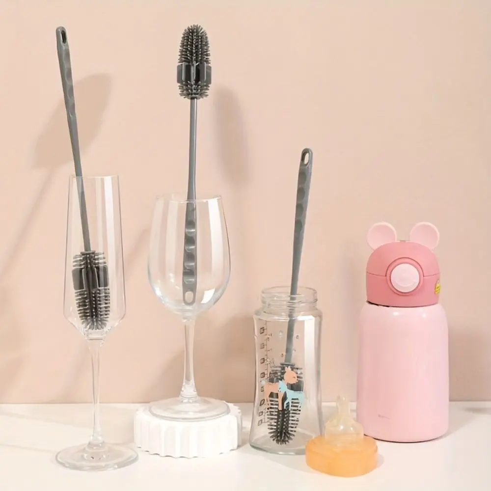 Kitchen Cleaning Tool Silicone Cup Brush Multipurpose Portable Cup Scrubber Long Handle Glass Cleaner Glass Cup