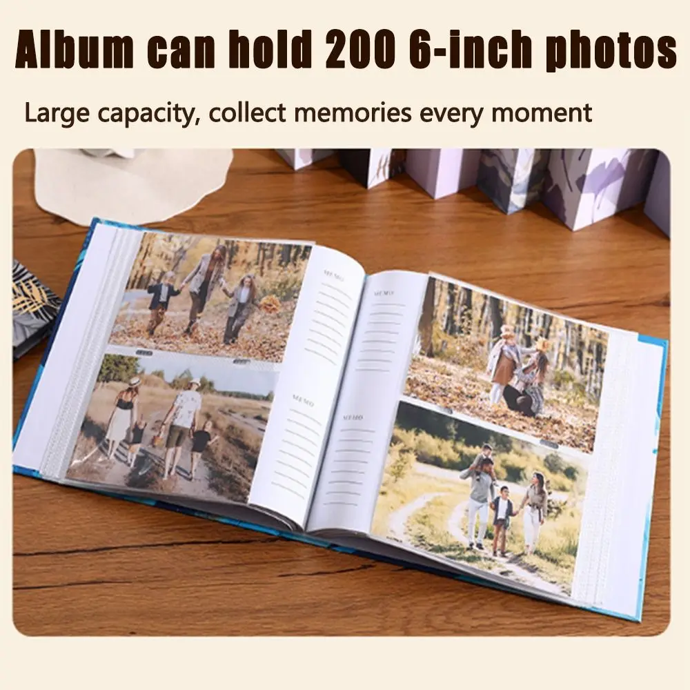 Writable Creative Photo Album Insert Bag DIY Family Collection Book 200-Pocket 6-inch Pictures Storage Case Wedding