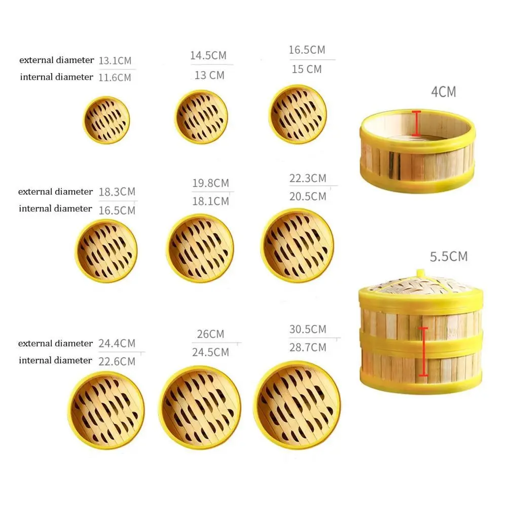 Lid Multi-Sizes Chinese Food Making Handmade for Steaming Food Steamer Basket Bamboo Steamer Dumpling Steamer Kitchen Cookware
