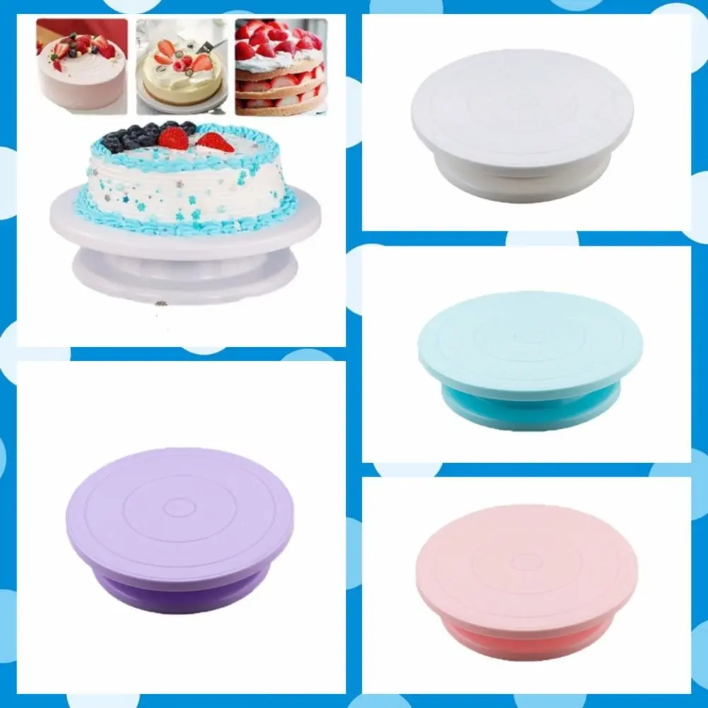 Round Plastic Cake Rotary Table Rotate Flexibly Stable Revolving Cake Turntable Anti-skid Cake Stand Rotating Kitchen