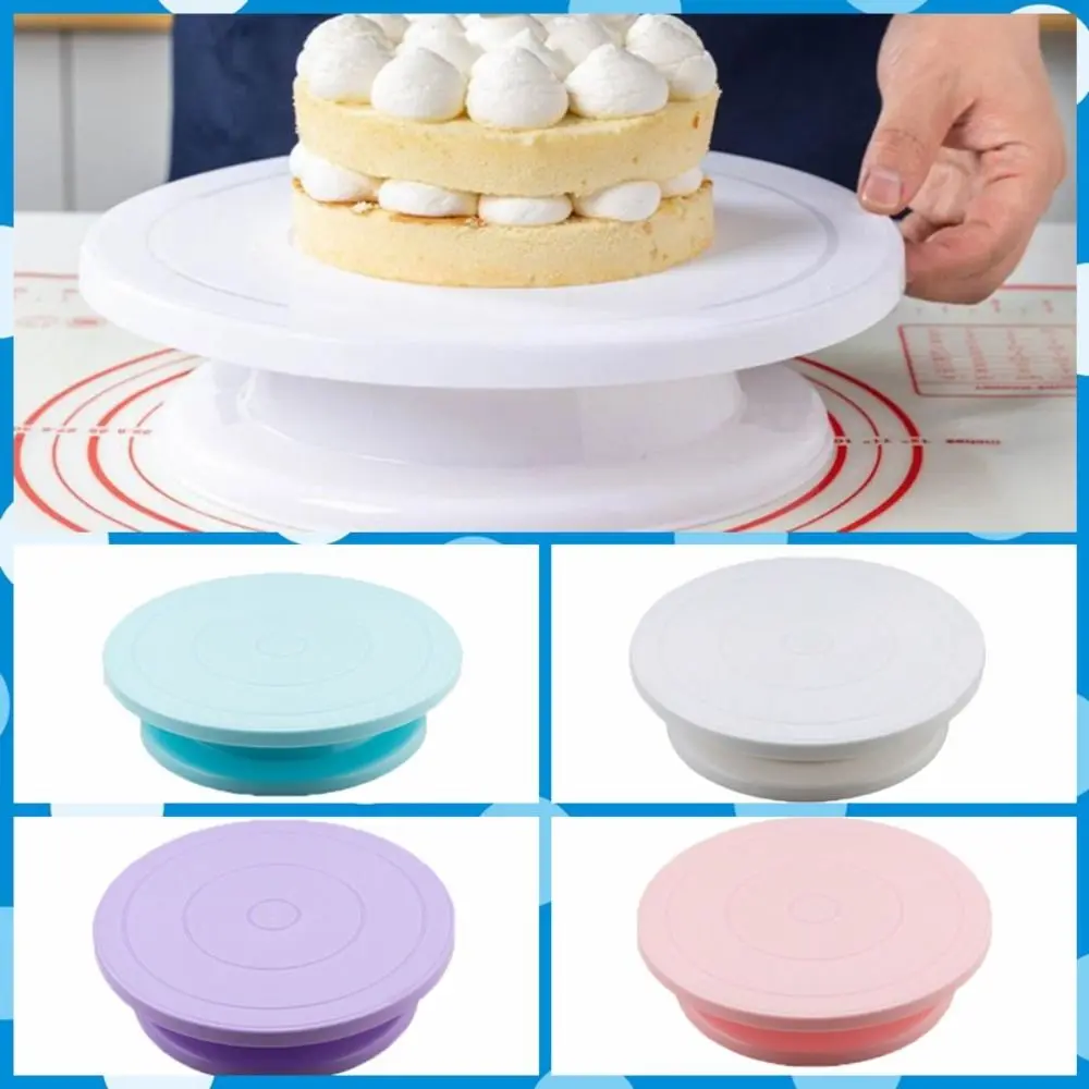 Round Plastic Cake Rotary Table Rotate Flexibly Stable Revolving Cake Turntable Anti-skid Cake Stand Rotating Kitchen