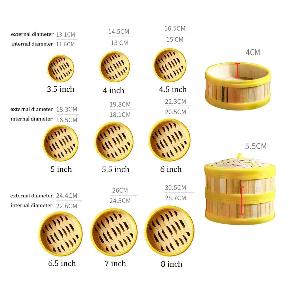 Lid Multi-Sizes Chinese Food Making Handmade for Steaming Food Steamer Basket Bamboo Steamer Dumpling Steamer Kitchen Cookware