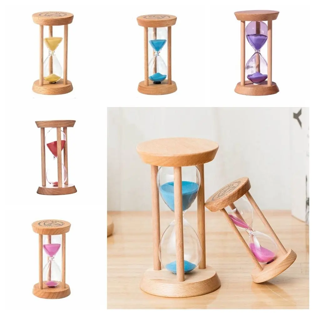 Portable Stable Connection Wooden Hourglass No Deformation 1/3/5 Minutes Round Hourglass Timers Wooden 5 colors Desktop Decor