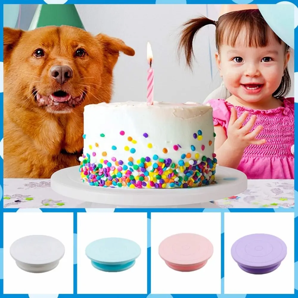Round Plastic Cake Rotary Table Rotate Flexibly Stable Revolving Cake Turntable Anti-skid Cake Stand Rotating Kitchen