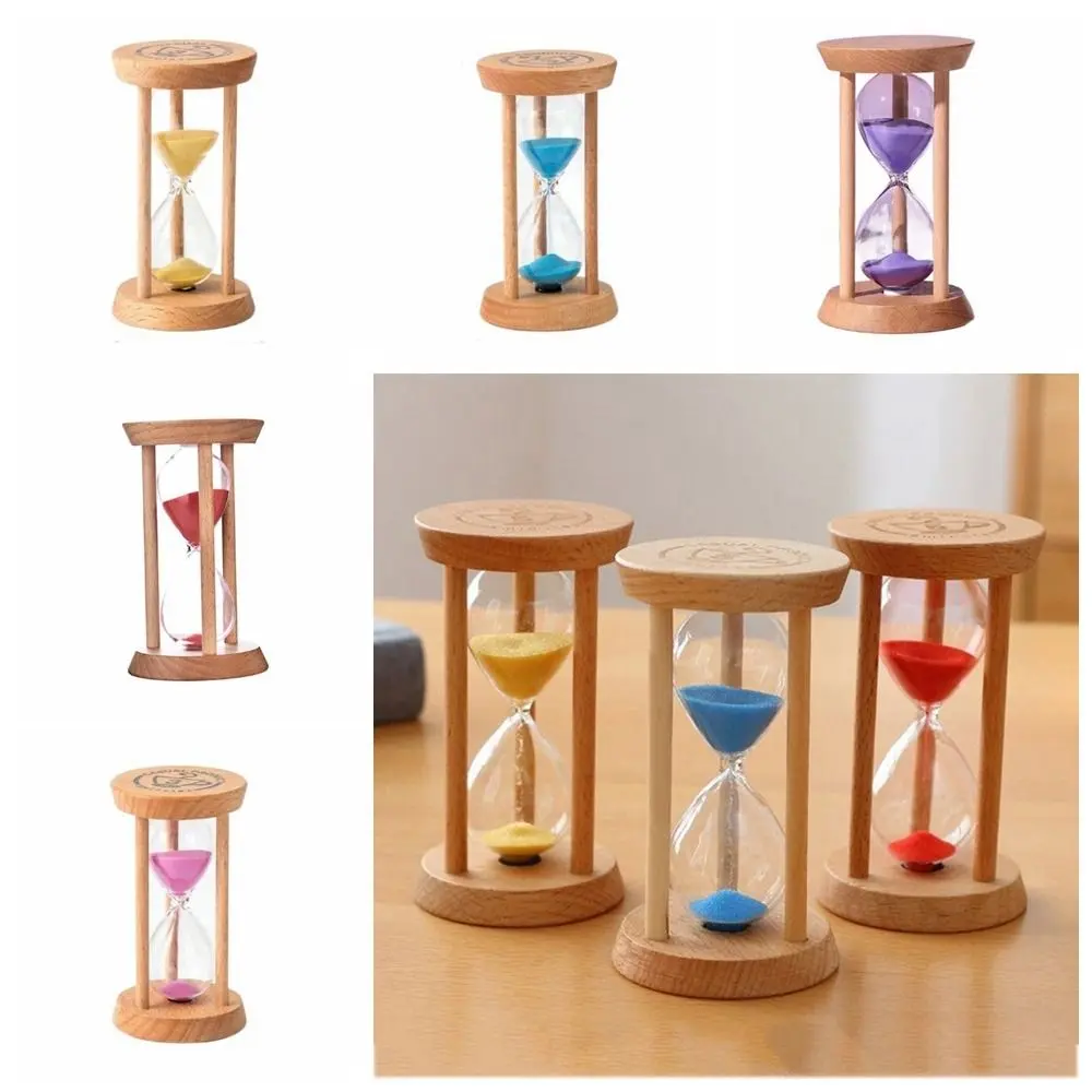 Portable Stable Connection Wooden Hourglass No Deformation 1/3/5 Minutes Round Hourglass Timers Wooden 5 colors Desktop Decor