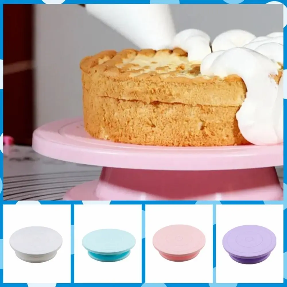 Round Plastic Cake Rotary Table Rotate Flexibly Stable Revolving Cake Turntable Anti-skid Cake Stand Rotating Kitchen