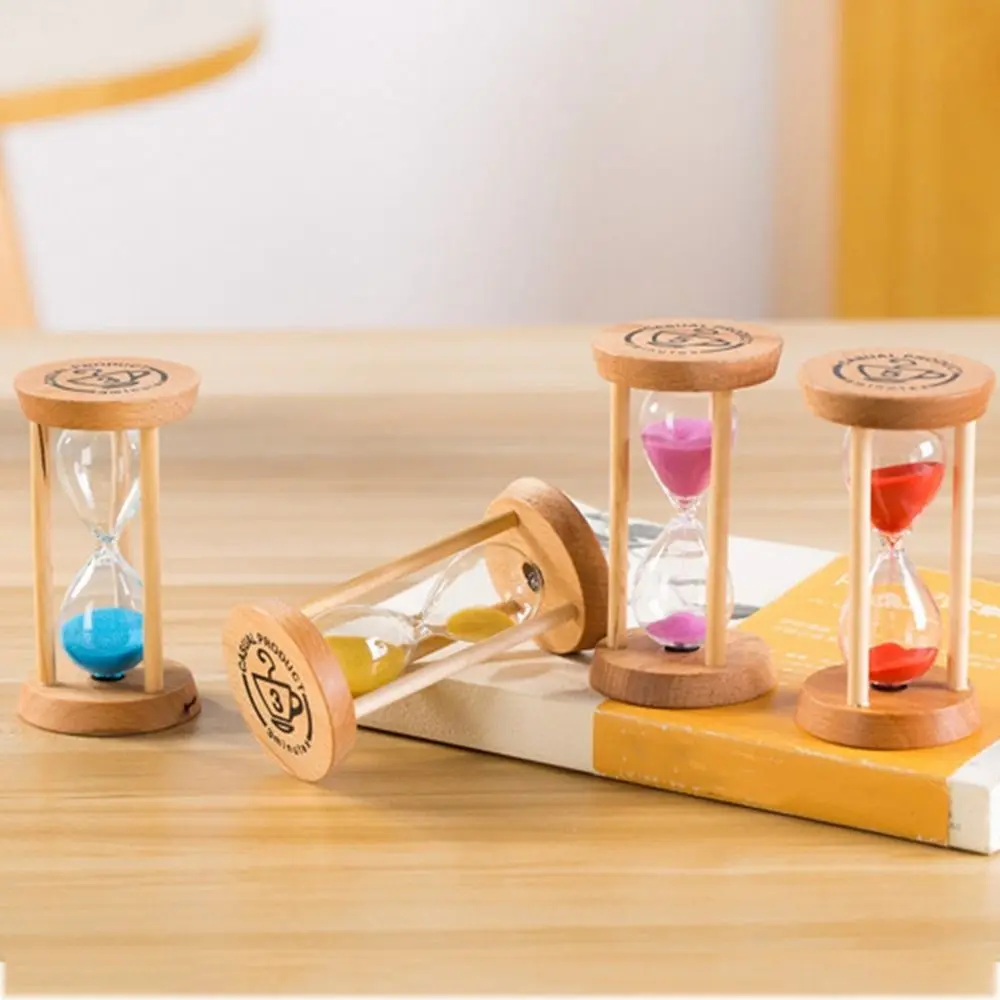 Portable Stable Connection Wooden Hourglass No Deformation 1/3/5 Minutes Round Hourglass Timers Wooden 5 colors Desktop Decor