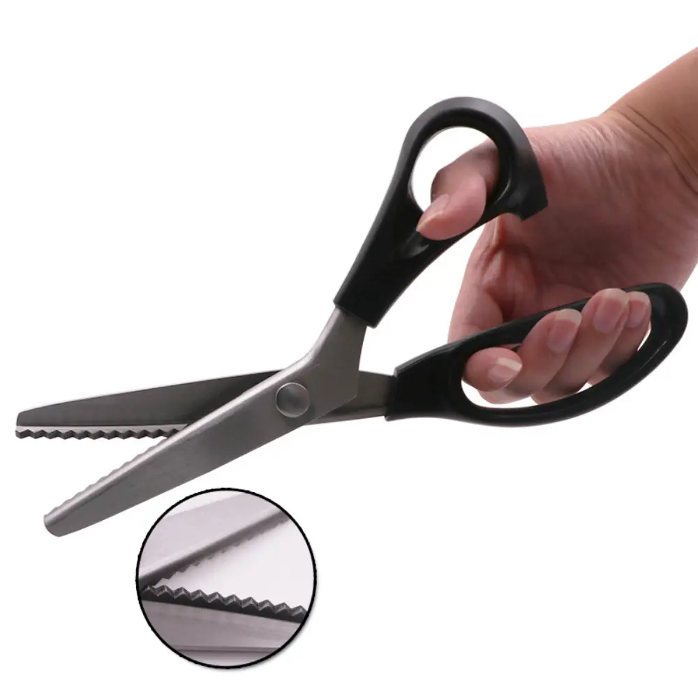 Comfort Grip Handled Stainless Steel Pinking Shears Professional Cloth Crafts Zig Zag Cut Scissors Triangle Serrated Edge Fabric