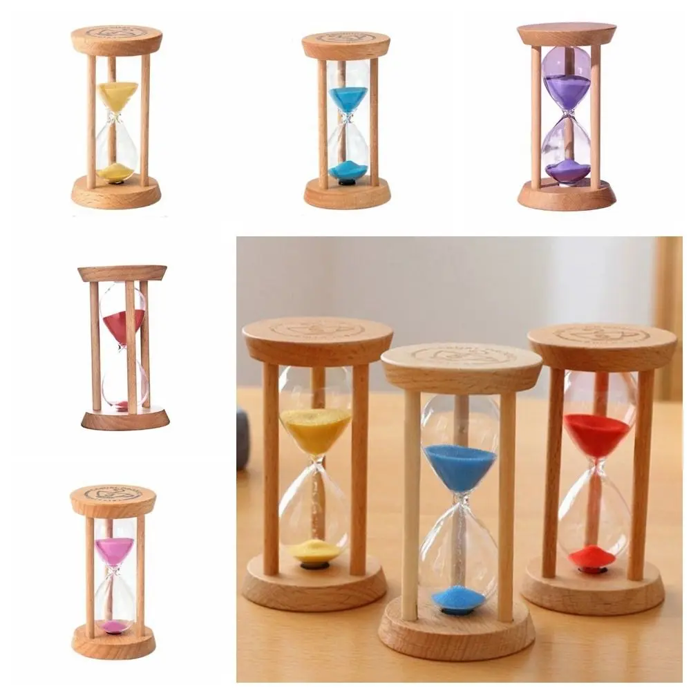 Portable Stable Connection Wooden Hourglass No Deformation 1/3/5 Minutes Round Hourglass Timers Wooden 5 colors Desktop Decor