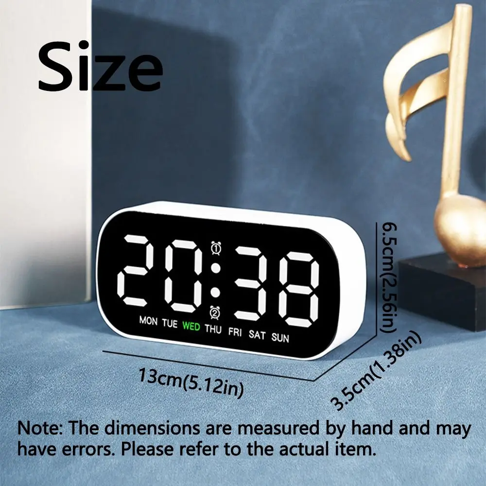 Large Display Digital Alarm Clock Temperature Display Multi Functional LED Digital Clock 5 Levels Brightness Two Sets Alarms