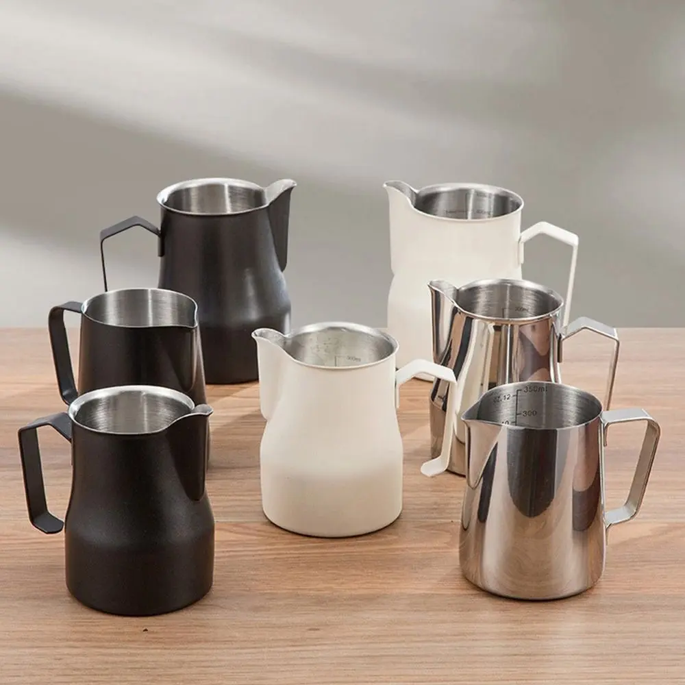 Clear Scale Milk Frothing Pitcher Latte Art Pen 304 Stainless Steel Espresso Steaming Pitchers Easy-to-Clean No-drip Pouring Jug