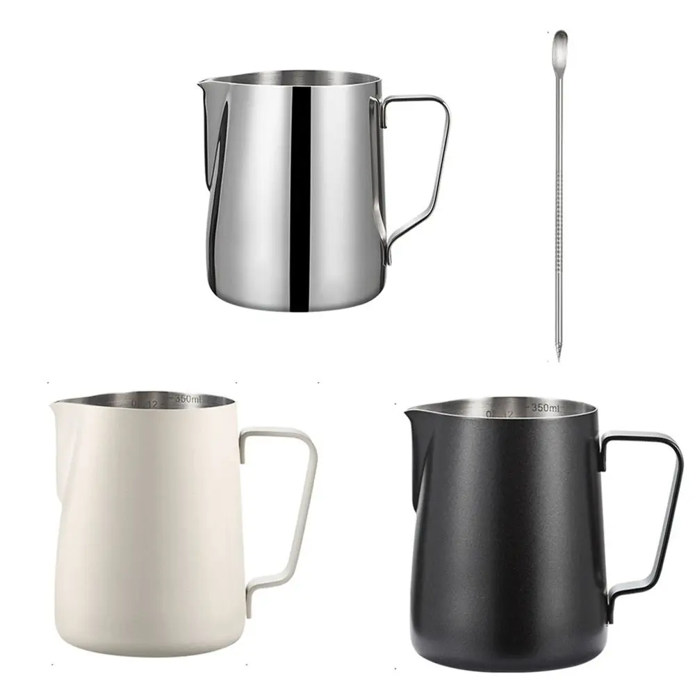 Clear Scale Milk Frothing Pitcher Latte Art Pen 304 Stainless Steel Espresso Steaming Pitchers Easy-to-Clean No-drip Pouring Jug