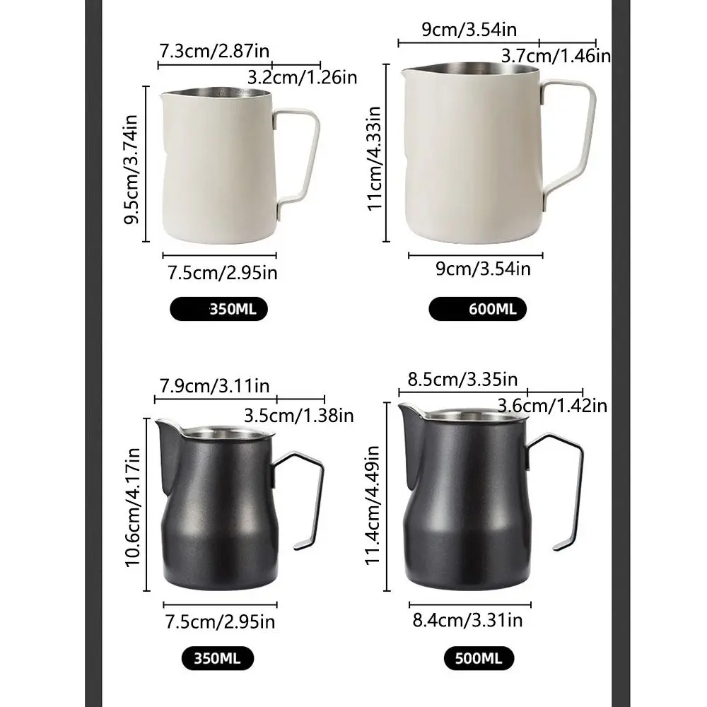 Clear Scale Milk Frothing Pitcher Latte Art Pen 304 Stainless Steel Espresso Steaming Pitchers Easy-to-Clean No-drip Pouring Jug