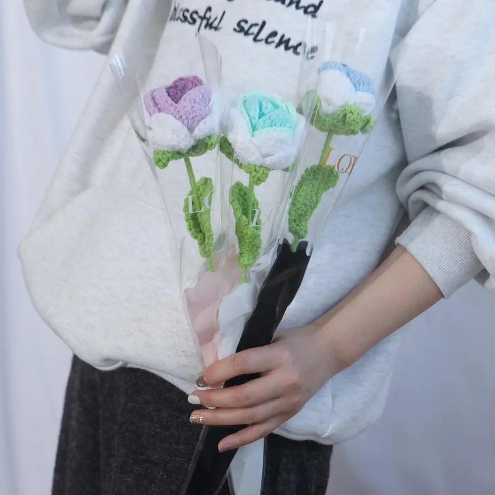 50pcs Transparent Flower Packaging Bag Waterproof Plastic Bag Wrapping Paper Package Supplies Bouquet Packing Material
