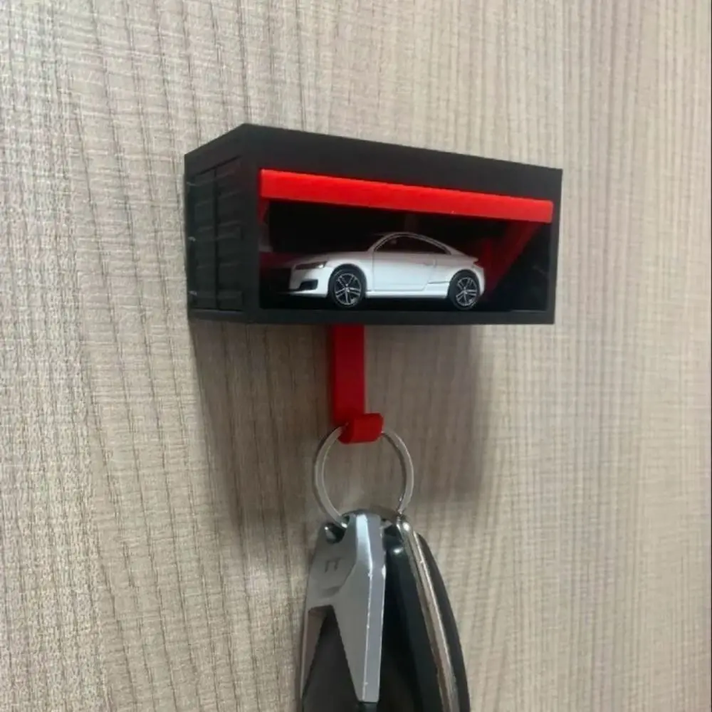 Creative Car Garage Key Holder Multifunctional Funny Car Key Hook Rack with Opening Door Easy Installation Decorative Bracket