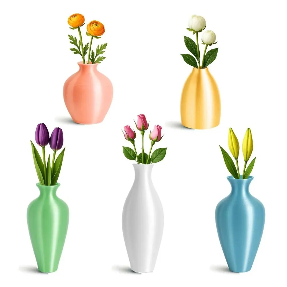 5Pcs 3D Printing Mini Vase Magnets for Fridge Modern Exquisite Tiny Magnetic Bud Vases Drop-Resistant DIY Vase Fridge Stickers
