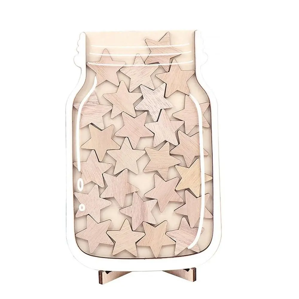 Wooden Positive Behavior Rewards Jar Cartoon Heart Kids Star Reward Jars Good Behavior Reward with Bracket