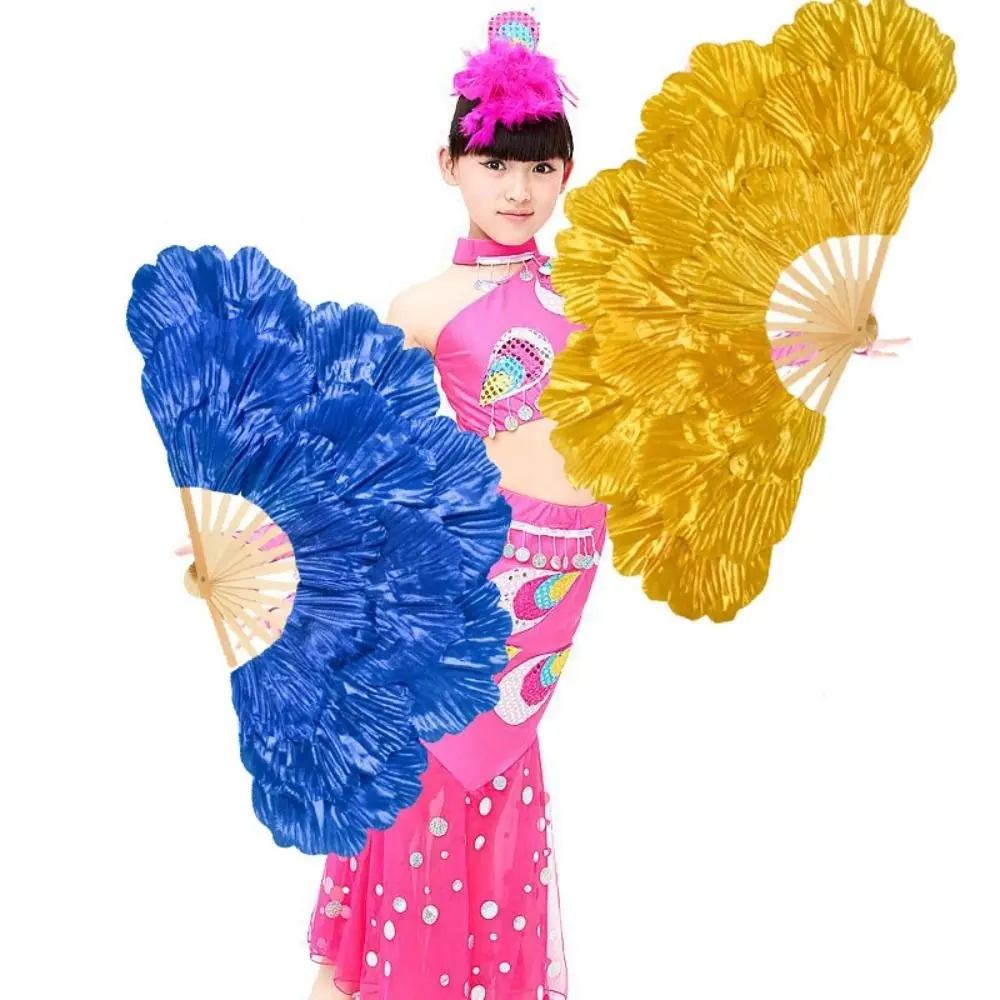 Chinese Style Peony Petal Dancing Fan Bamboo Frame Large Size Yangko Performance Fan Multi-layered Flower Folding Fan Summer