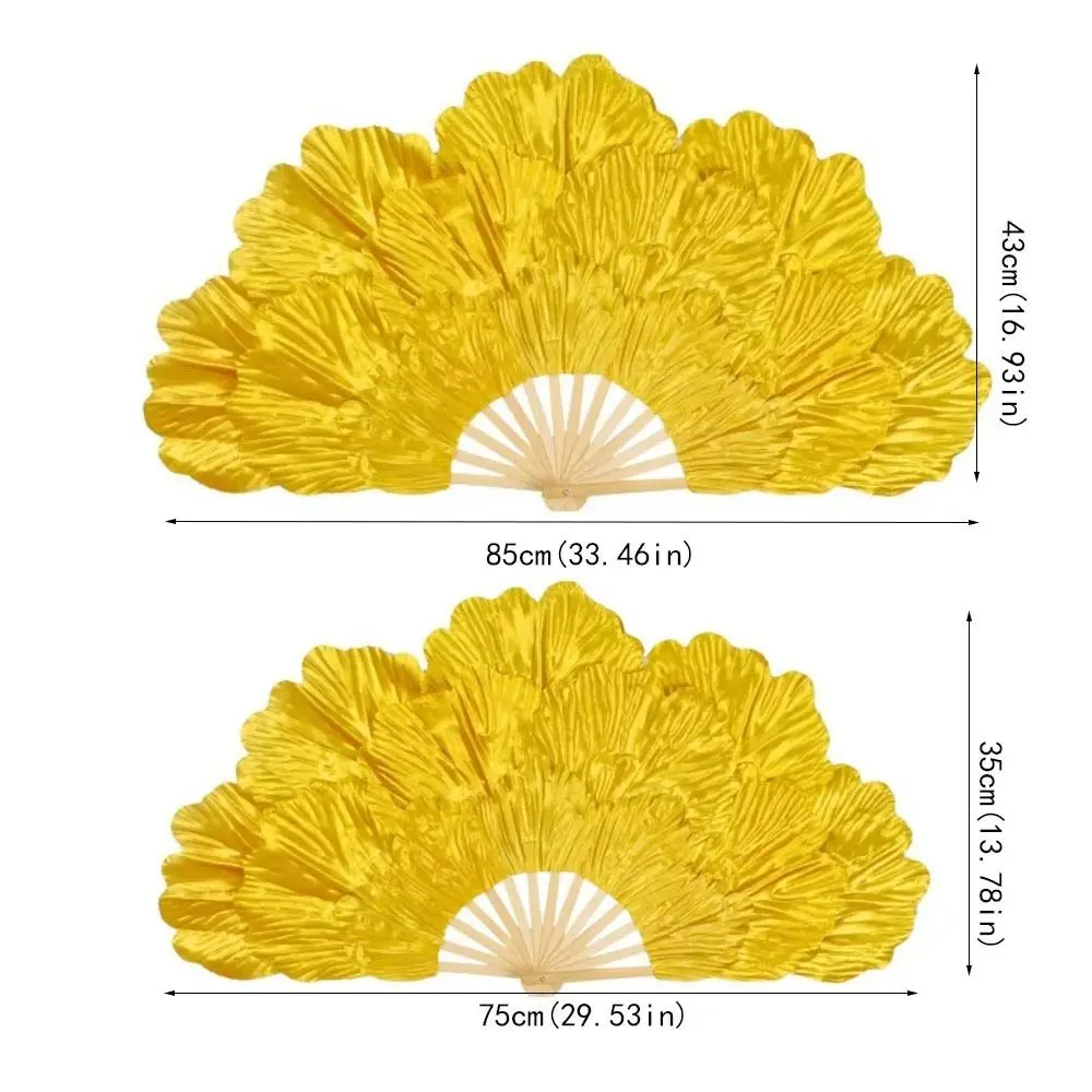 Chinese Style Peony Petal Dancing Fan Bamboo Frame Large Size Yangko Performance Fan Multi-layered Flower Folding Fan Summer