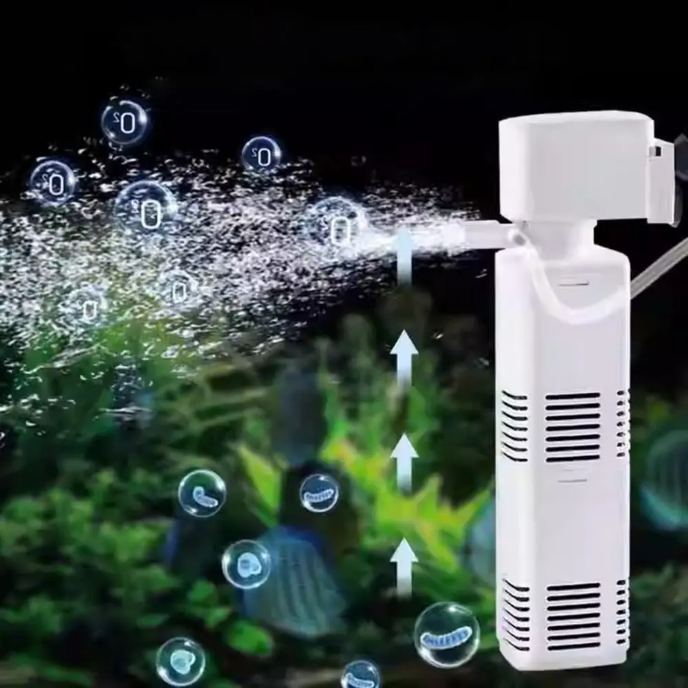 Wall Mount Aquarium Internal Filter Suction Cup Plastic Submersible Pump Silent with Sponge and Air Tube Water Circulation Pump