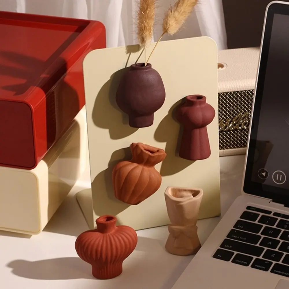Ceramic Vases Refrigerator Stickers Stylish Exquisite Refrigerator Sticker Mini Decorative Simulation Flower Vase