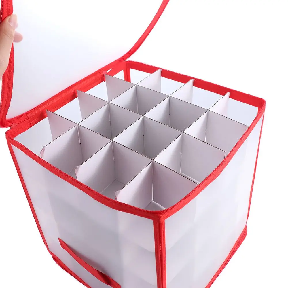 64-Grid Baubles Storage Box Translucent Folding Christmas Ball Storage Containers with Lid Decorations Organizer