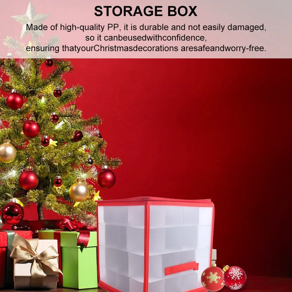 64-Grid Baubles Storage Box Translucent Folding Christmas Ball Storage Containers with Lid Decorations Organizer