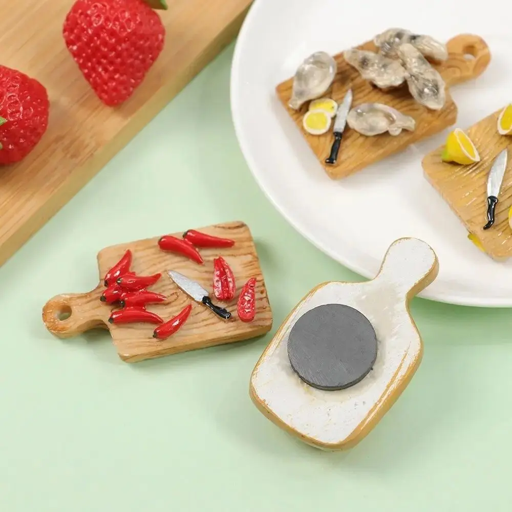 Cutting Board Simulation Cutting Board Chic Design Cute Kitchen Refrigerator Magnet 3D Mini Resin Food Toys Refrigerator
