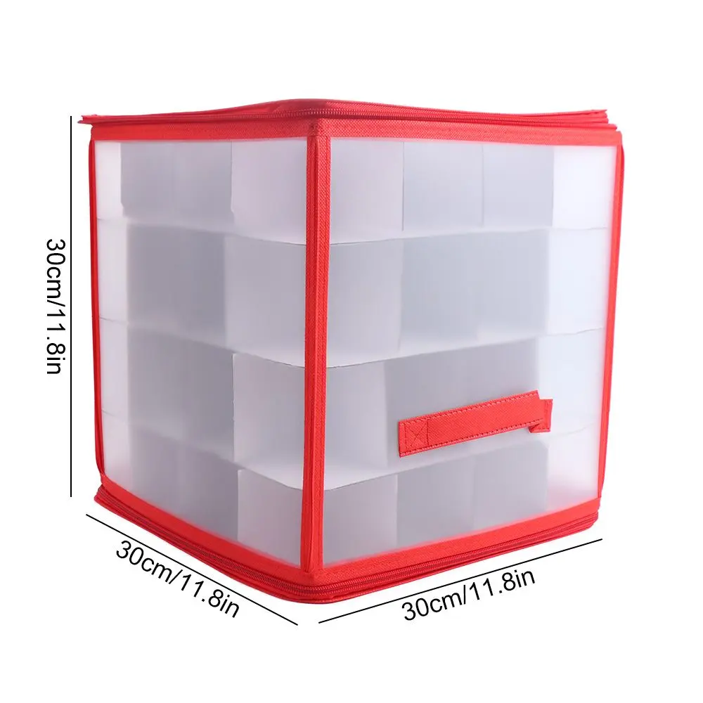 64-Grid Baubles Storage Box Translucent Folding Christmas Ball Storage Containers with Lid Decorations Organizer