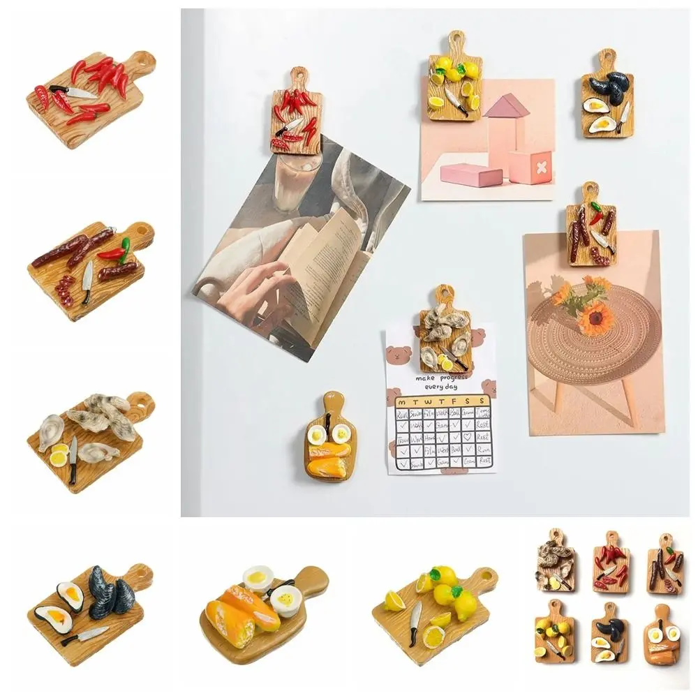 Cutting Board Simulation Cutting Board Chic Design Cute Kitchen Refrigerator Magnet 3D Mini Resin Food Toys Refrigerator