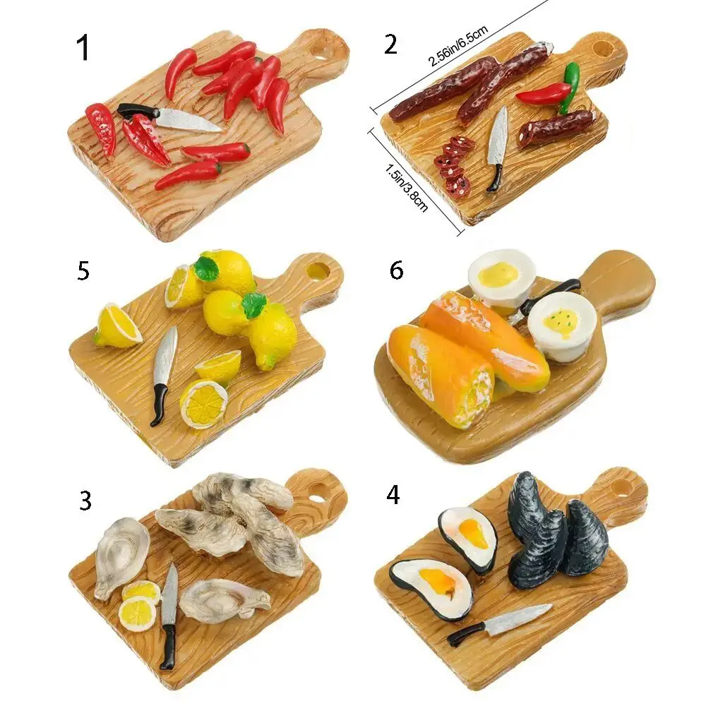 Cutting Board Simulation Cutting Board Chic Design Cute Kitchen Refrigerator Magnet 3D Mini Resin Food Toys Refrigerator